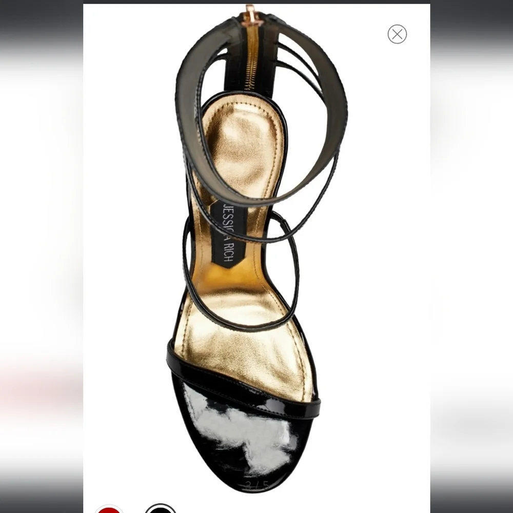 Jessica Rich Gold Black Goddess Heeled Stiletto Sandals - Picture 7 of 9